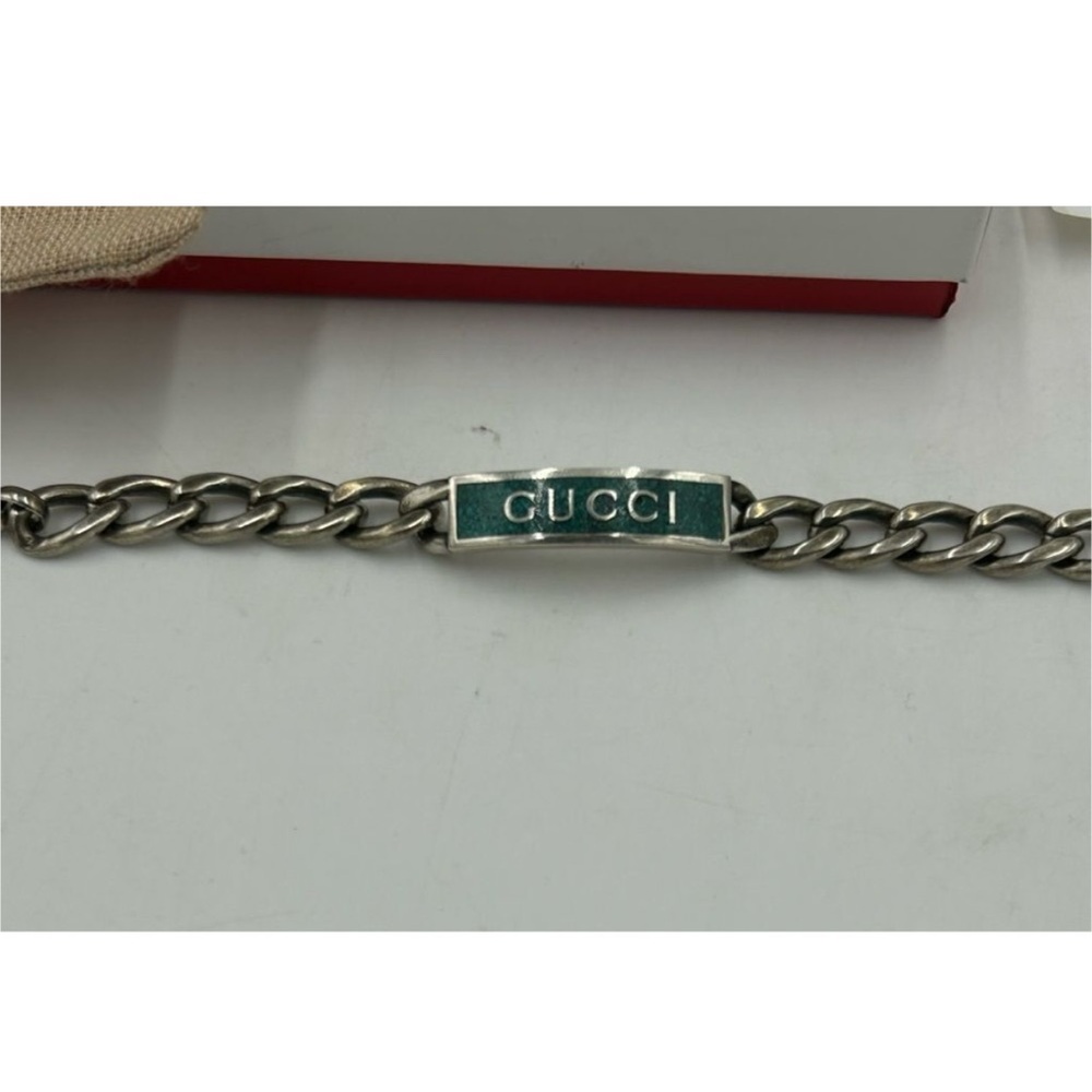 Gucci enamel logo ID link bracelet .925 sterling silver made in Italy - Picture 5 of 5
